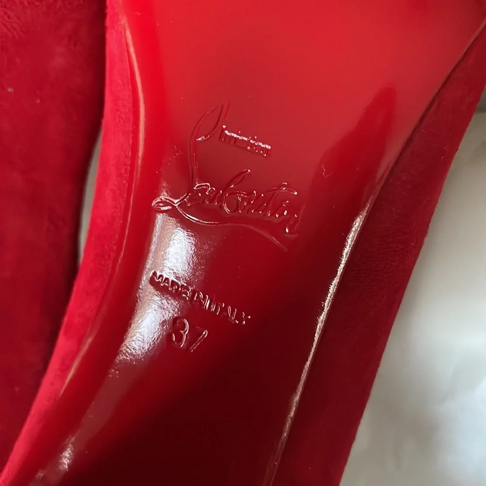 Christian louboutin Donna stud spikes loubi red silver pump 85mm sz 37